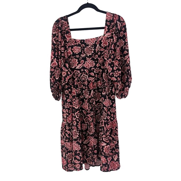 Size 1X 16 NEW FLORAL PRINT BABYDOLL DRESS W/TIE Spring Summer Wedding PLUS SIZE - Picture 3 of 5